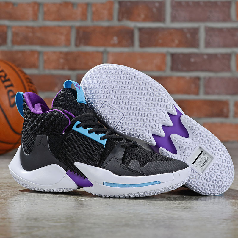 Jordan Why Not Zer0.2 Black Purple Blue White Shoes - Click Image to Close